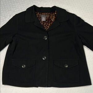 George Classic Black Blazer with Animal Print Lining